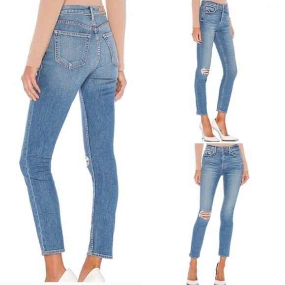 Grlfrnd Jeans Karolina High Rise Slim Straight Leg Jeans in Drive On 26 - Picture 1 of 8